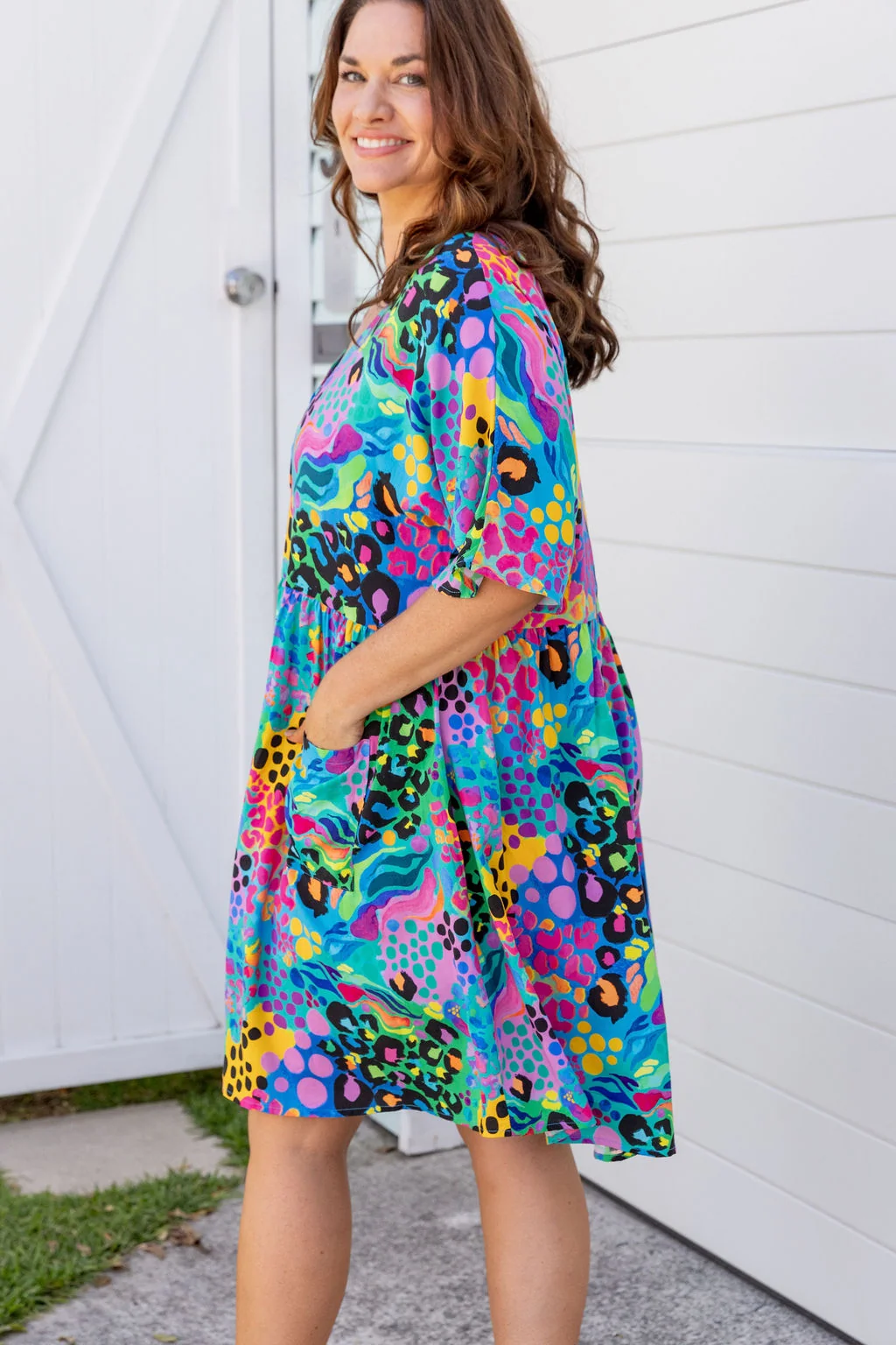 Disco Dress in Electric Leopard by Kasey Rainbow