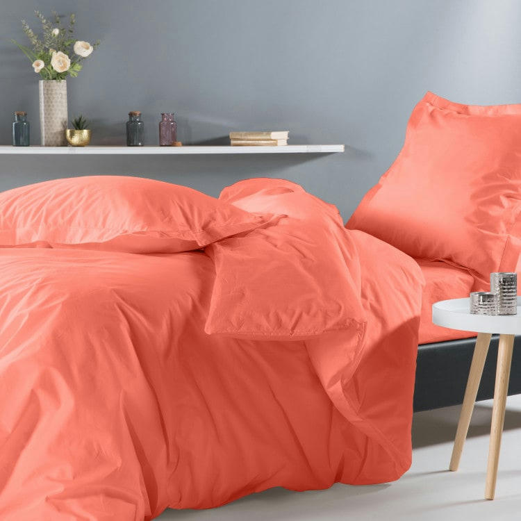 PERCALE MONTELEONE - Drap housse en percale orange 160x200