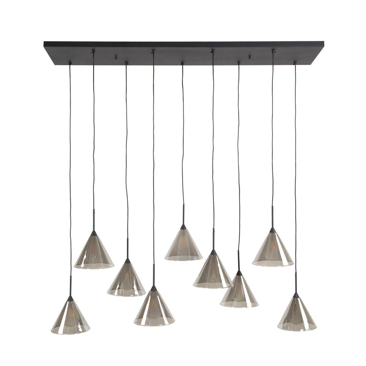 Giga Meubel Hanglamp Tapse Kap - Grijs Glas - 9-Lichts - 130x32x180cm