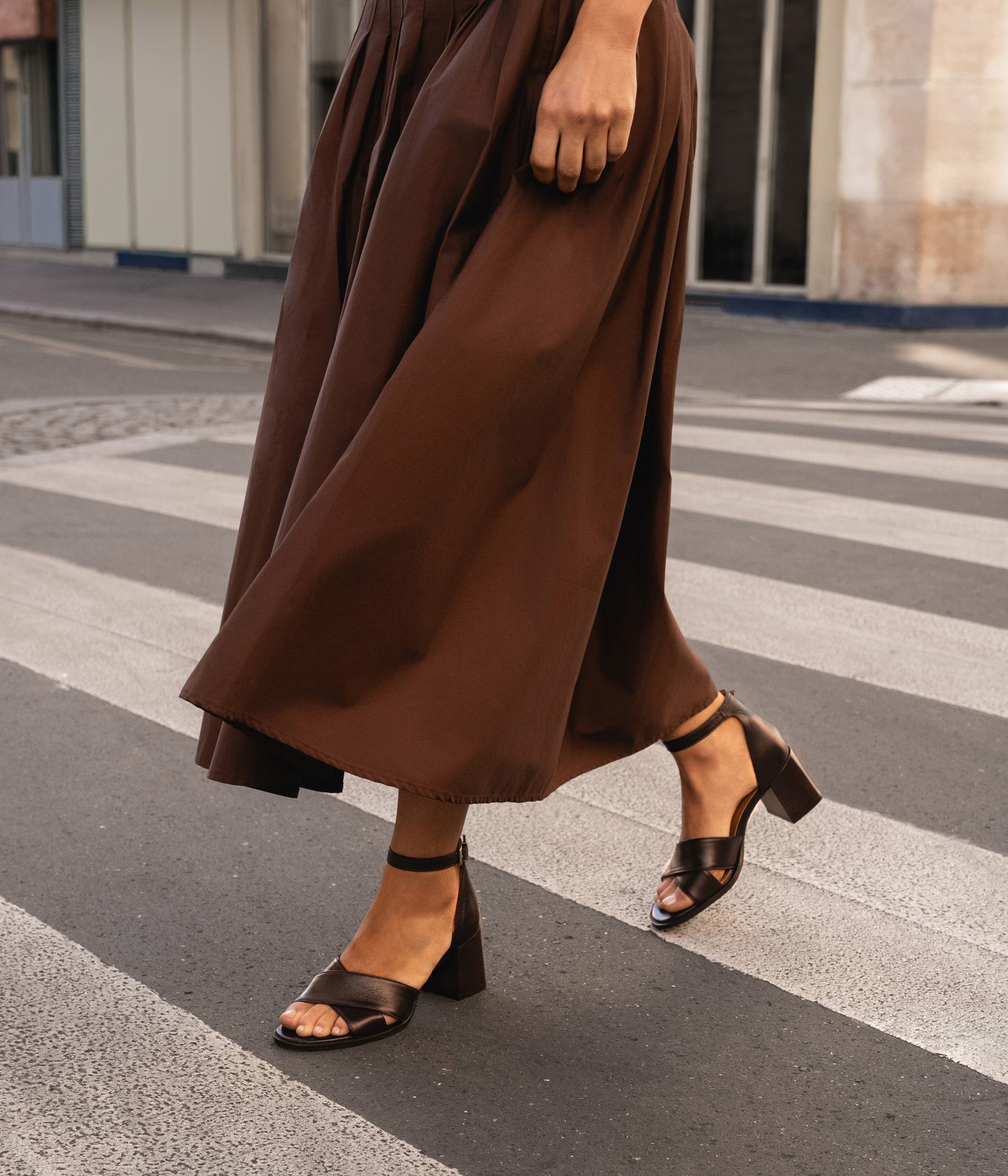 Sandales en cuir chocolat Toscane