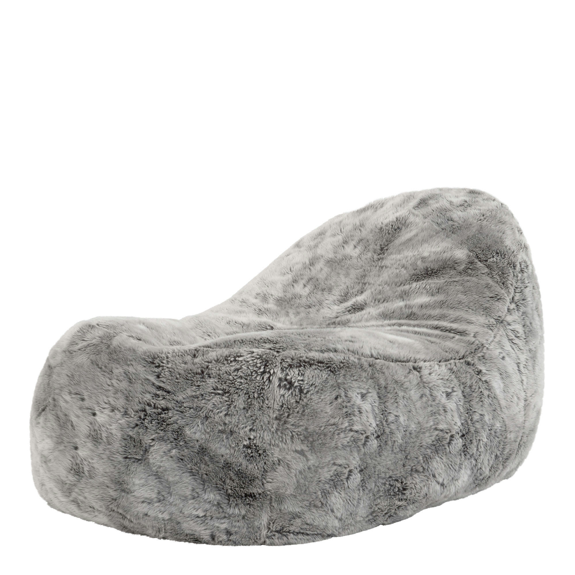 - Pouf fausse fourrure gris loup