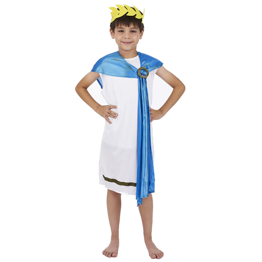 Déguisement garçon Dieu grec blanc et bleu 7/10 ans