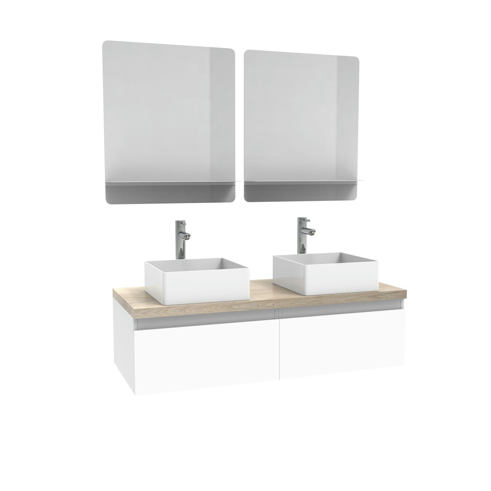 WILL - Meuble de salle de bain avec 2 vasques et 2 miroirs WILL