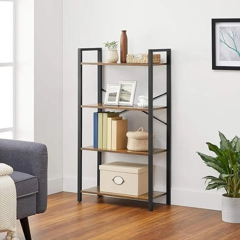 Parya Home Boekenkast met 4 niveaus, opbergrek, hoogte 120 cm