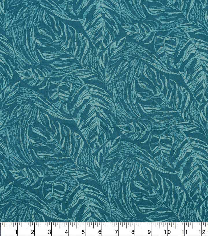 Teal Paraiso Palm Leaf Quilt Cotton Fabric by Keepsake Calico