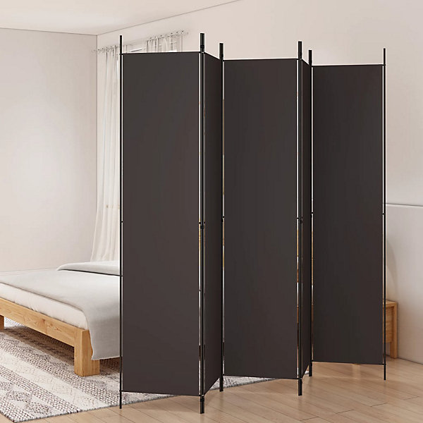 Cloison de séparation 5 panneaux Marron 250x220 cm Tissu vidaXL