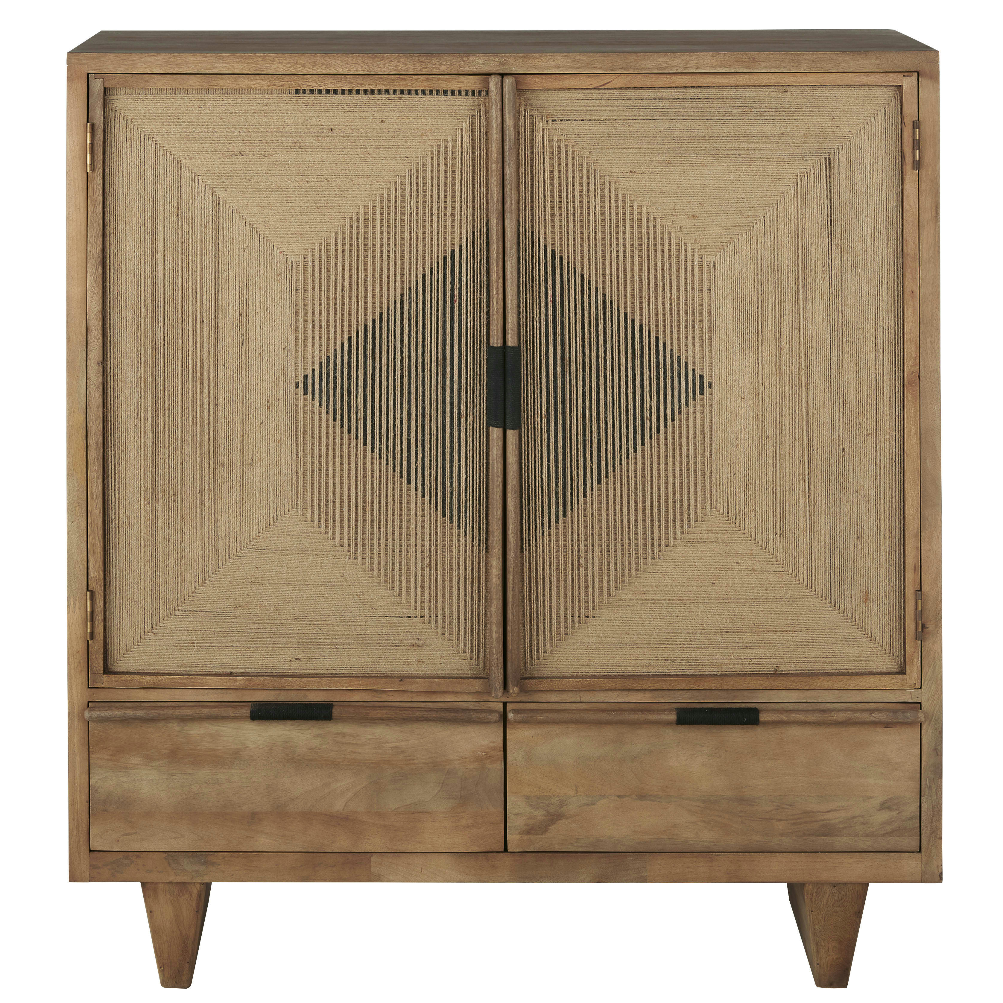 Melinde - Cabinet de rangement 2 portes en jute 2 tiroirs