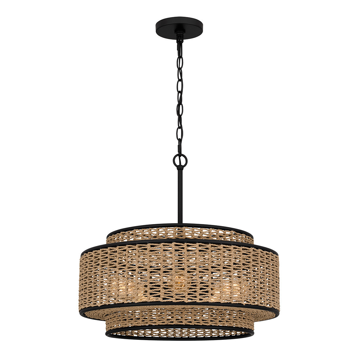 Lampa wisząca beżowo-matowy czarny TETON 5xE27x60W Quoizel