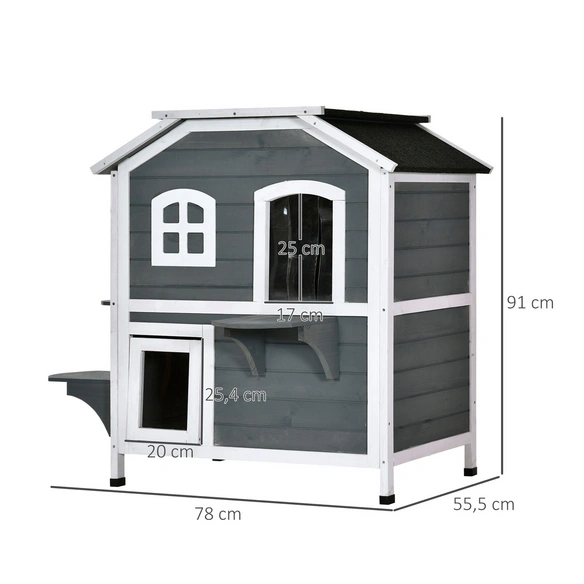 Katzenhaus, Holz, Länge: 78 cm