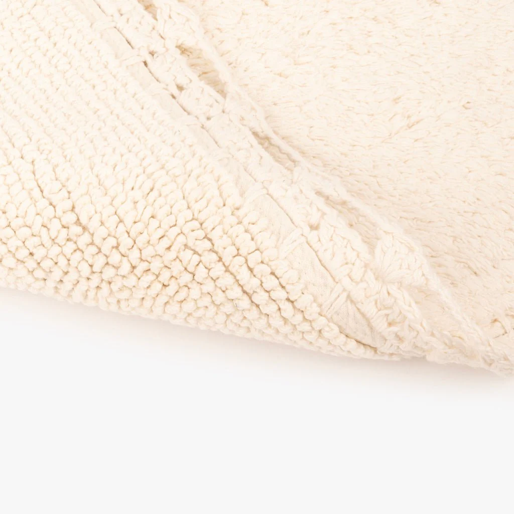 Tapete de Casa de Banho Algodão Oval com Renda Bege TWIG