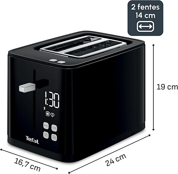 Grille-pain digital 2 fentes 850W Noir