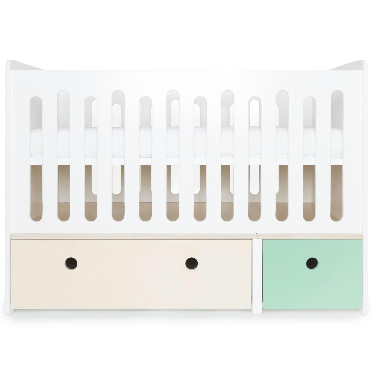 COLORFLEX - Lit bébé évolutif 70x140cm blanchi-vert menthe