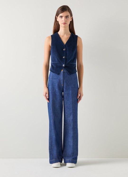 Ami Navy Velvet Fine Cord Waistcoat