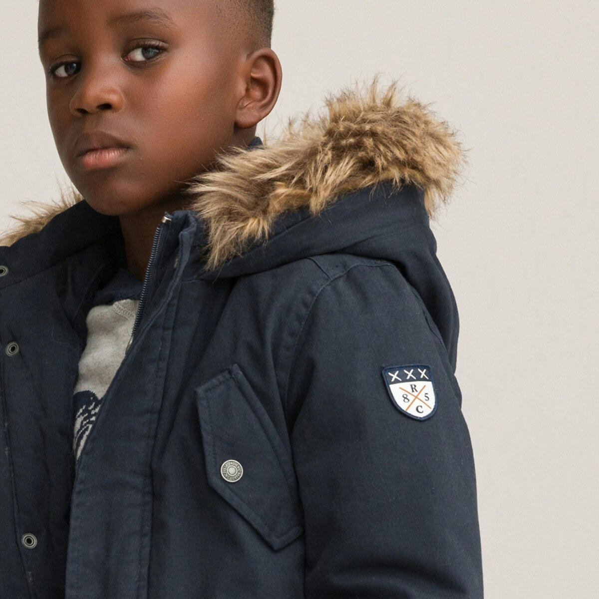 Parka chaude à capuche doublée maille peluche