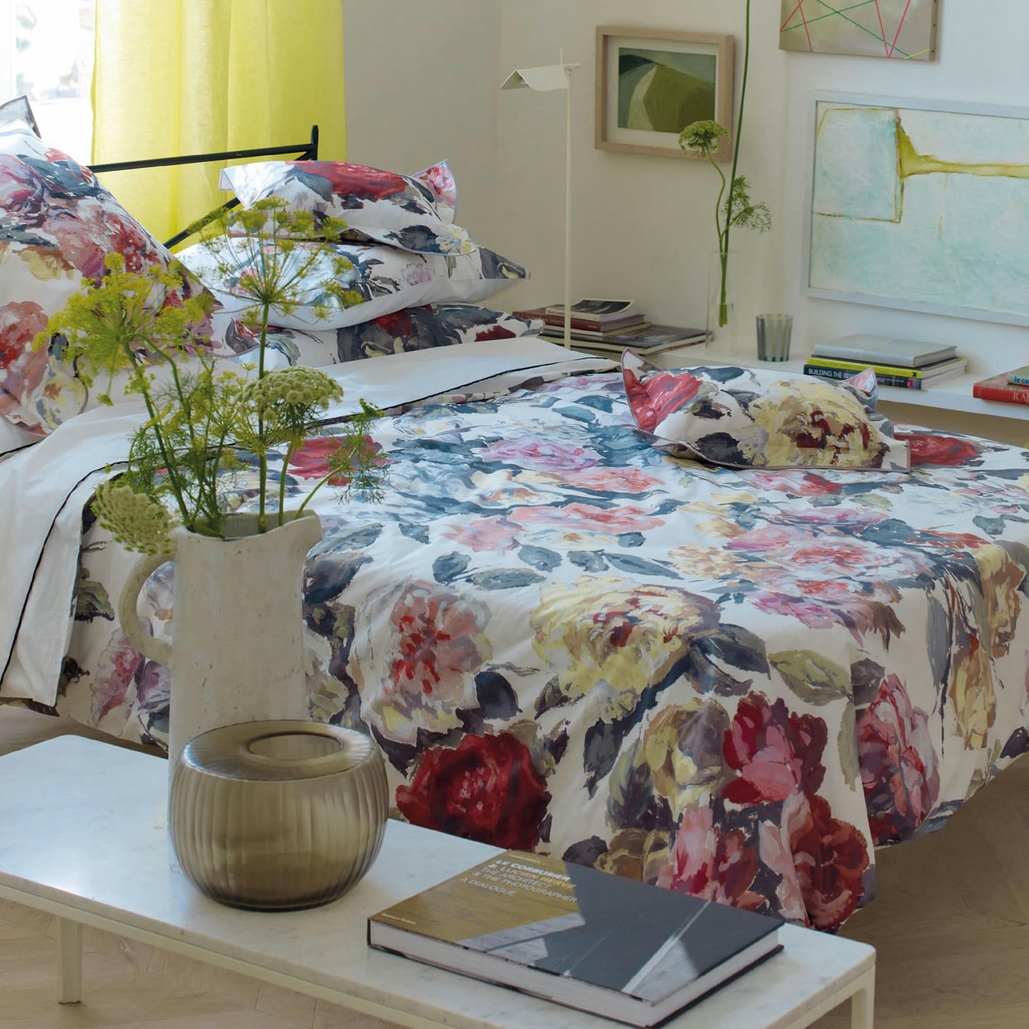 OCTAVIA - Taie d'oreiller imprimée en satin de coton multicolore 50x75