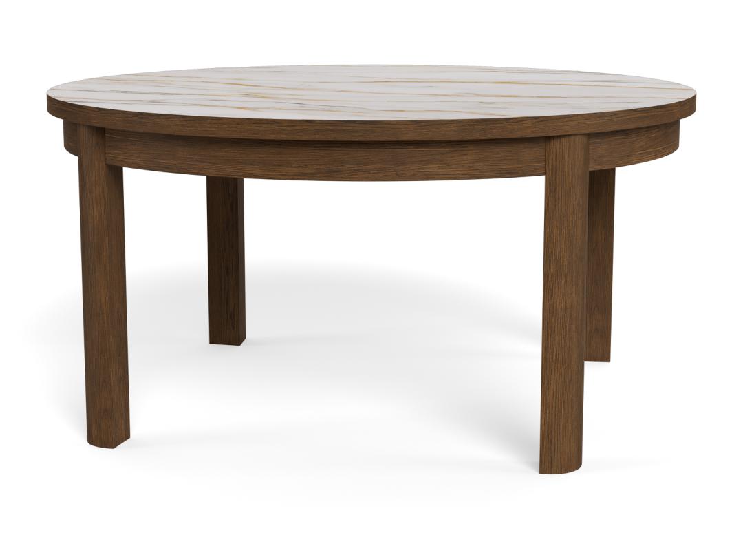 Rebellenclub Leda Salontafel - ø80 cm - Marmerlook / Gerookt Eiken