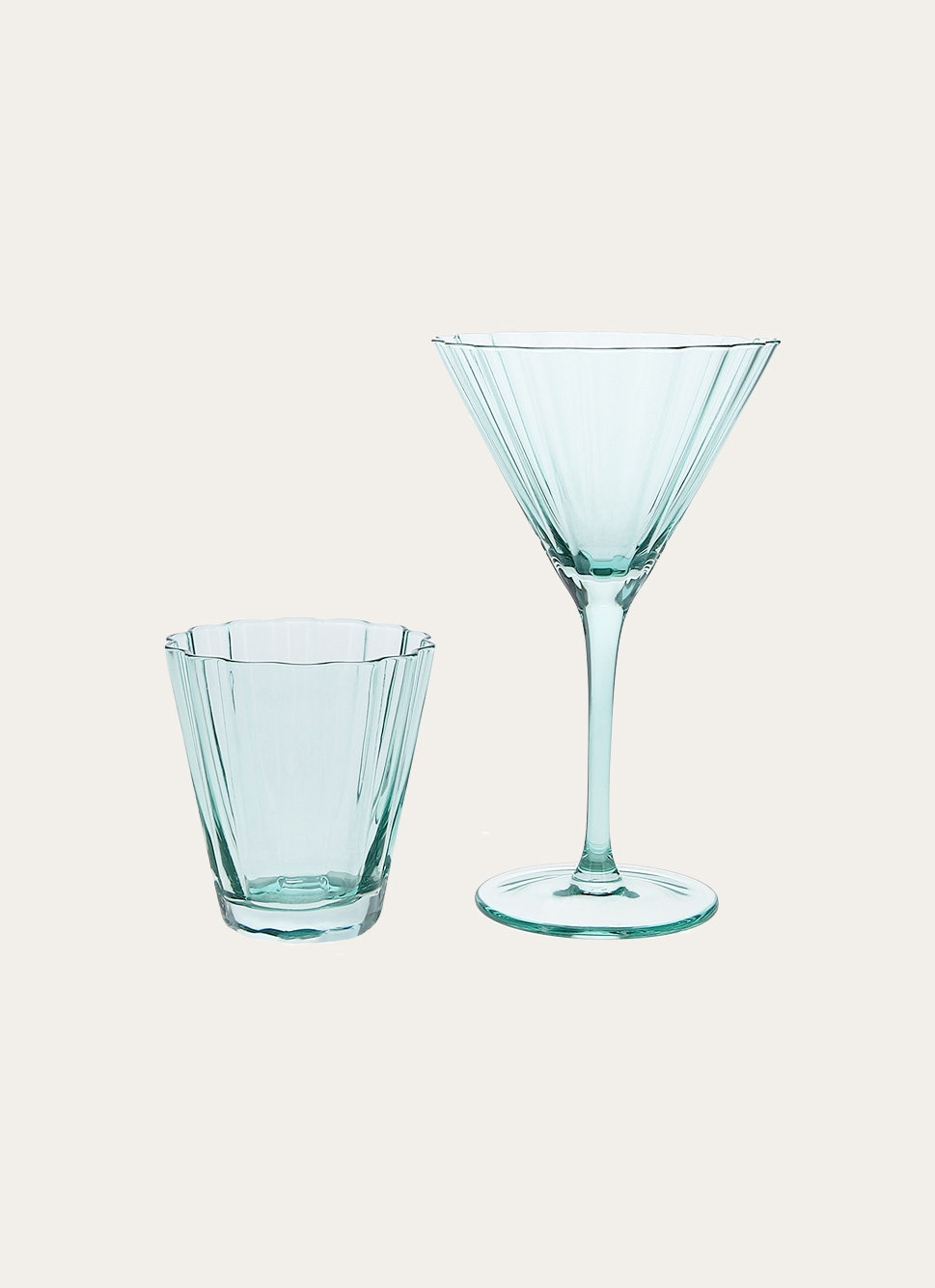 VERRE à PIED PALME VERT D'EAU