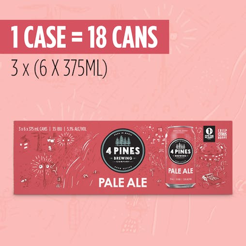 4 Pines Pale Ale, American Style Pale Ale, Hoppy & Crisp, 5.1% ABV, 375mL (Case of 18 Beer Cans)