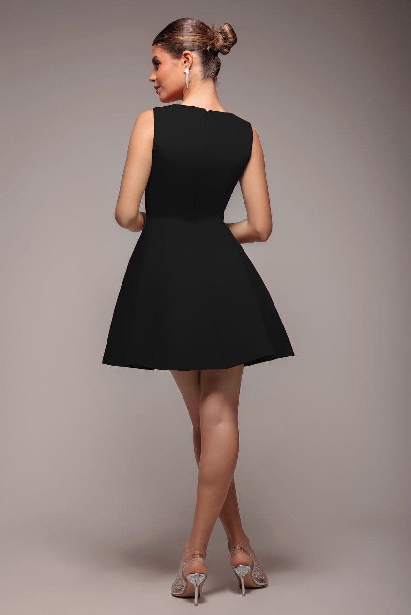 Goddiva Diamante Embellished Neck A Line Mini Dress