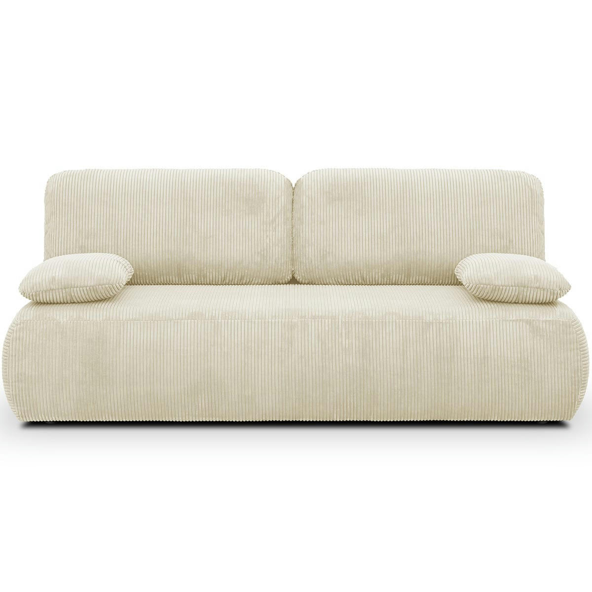 GEMMA - Canapé convertible 3 places avec coffre en velours côtelé beige