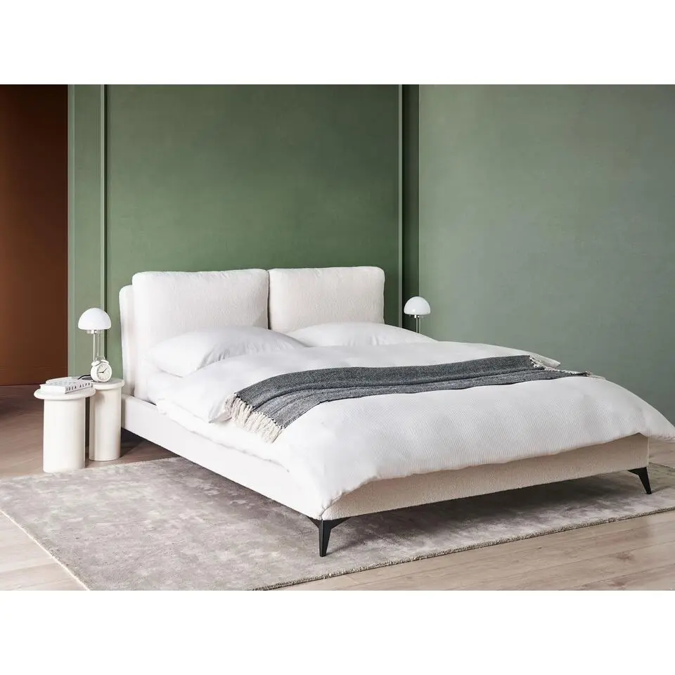 MELLE - Tweepersoonsbed - Gebroken wit - 160 x 200 cm - Boucl&eacute;