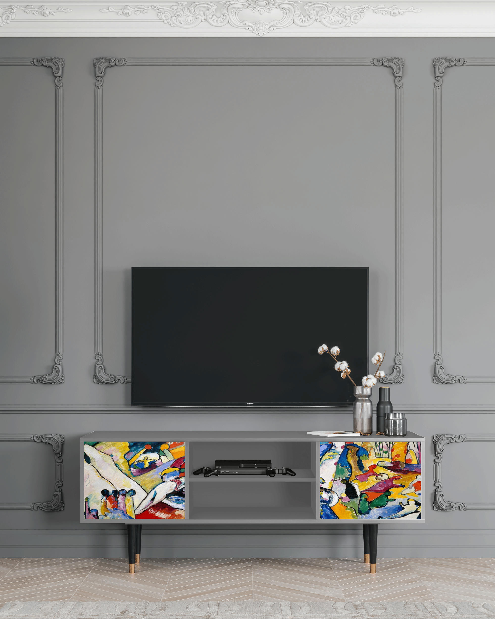 IMPROVISATION 26 BY WASSILY KANDINSKY - Meuble TV  multicolore 2 portes L 170 cm
