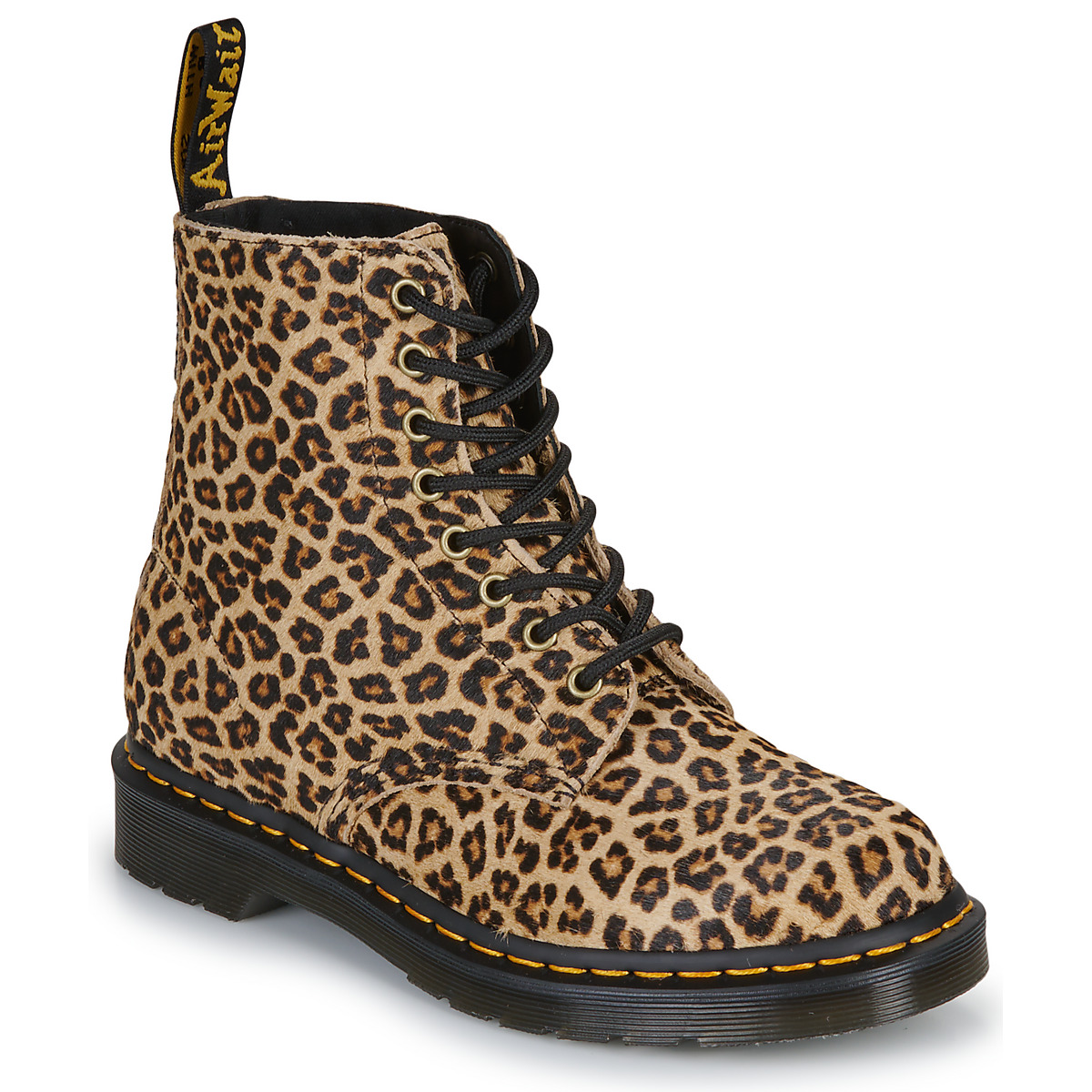 Dr. Martens - 1460 Pascal Light Tan Mini Leopard Spot Hair On - Black / Leopard