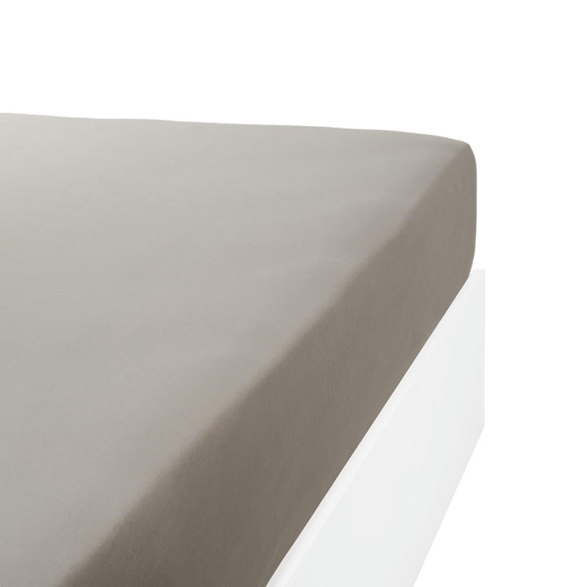 DRAP HOUSSE DOUCEUR ADULTE - Drap housse jersey extensible en coton gris clair 140x190 cm
