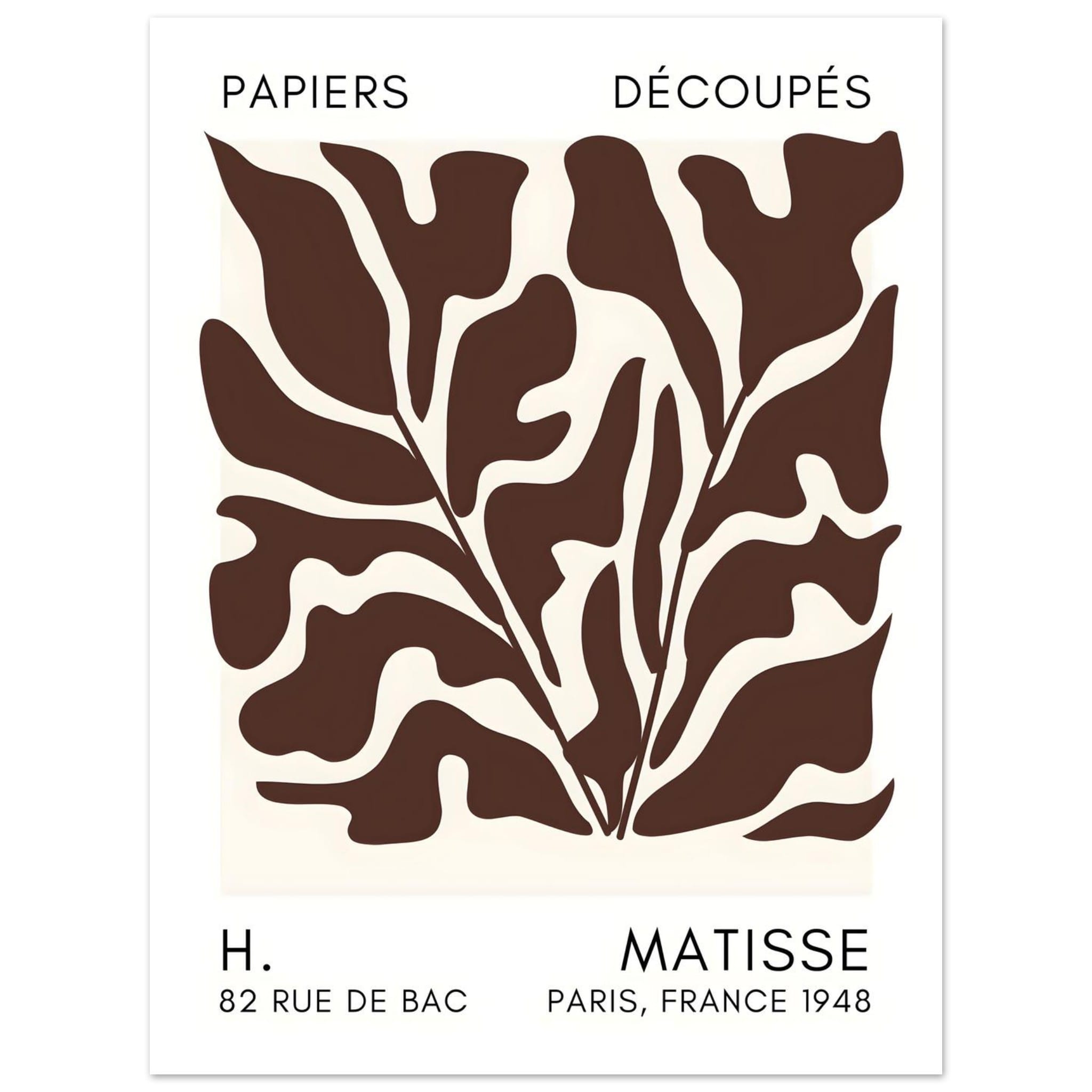 Artfulprints Poster Matisse – Seabed shapes brown  - 30x40 cm - Bruin