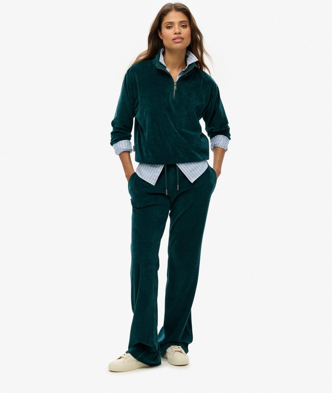 Velour Half Zip Sweatshirt