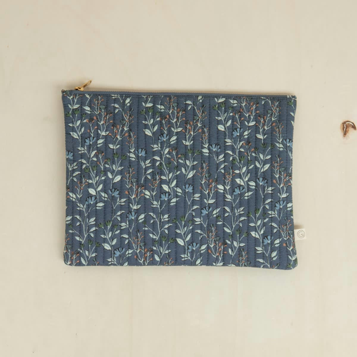 MAINTENANT - Grande pochette en coton imprimé fleuri bleu foncé