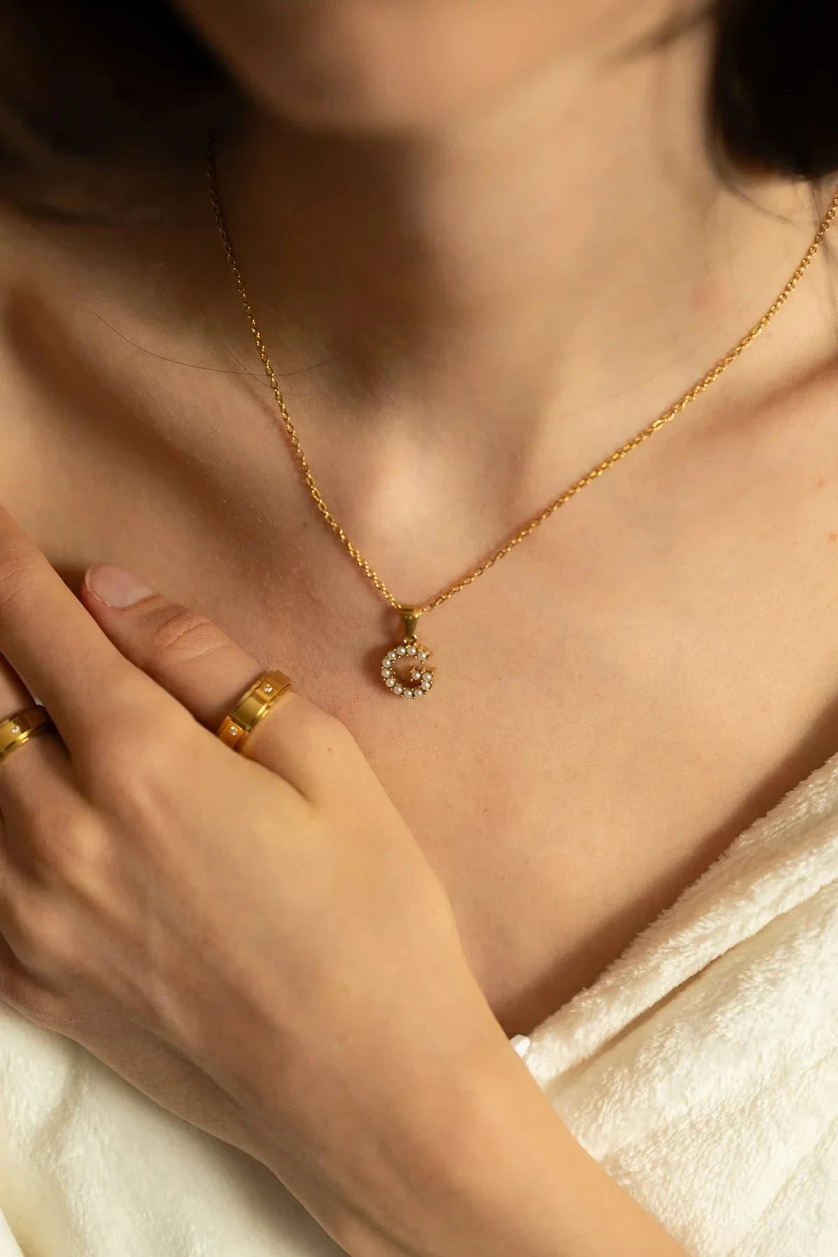 Gold Plated Stone Fidget Ring - Size 7