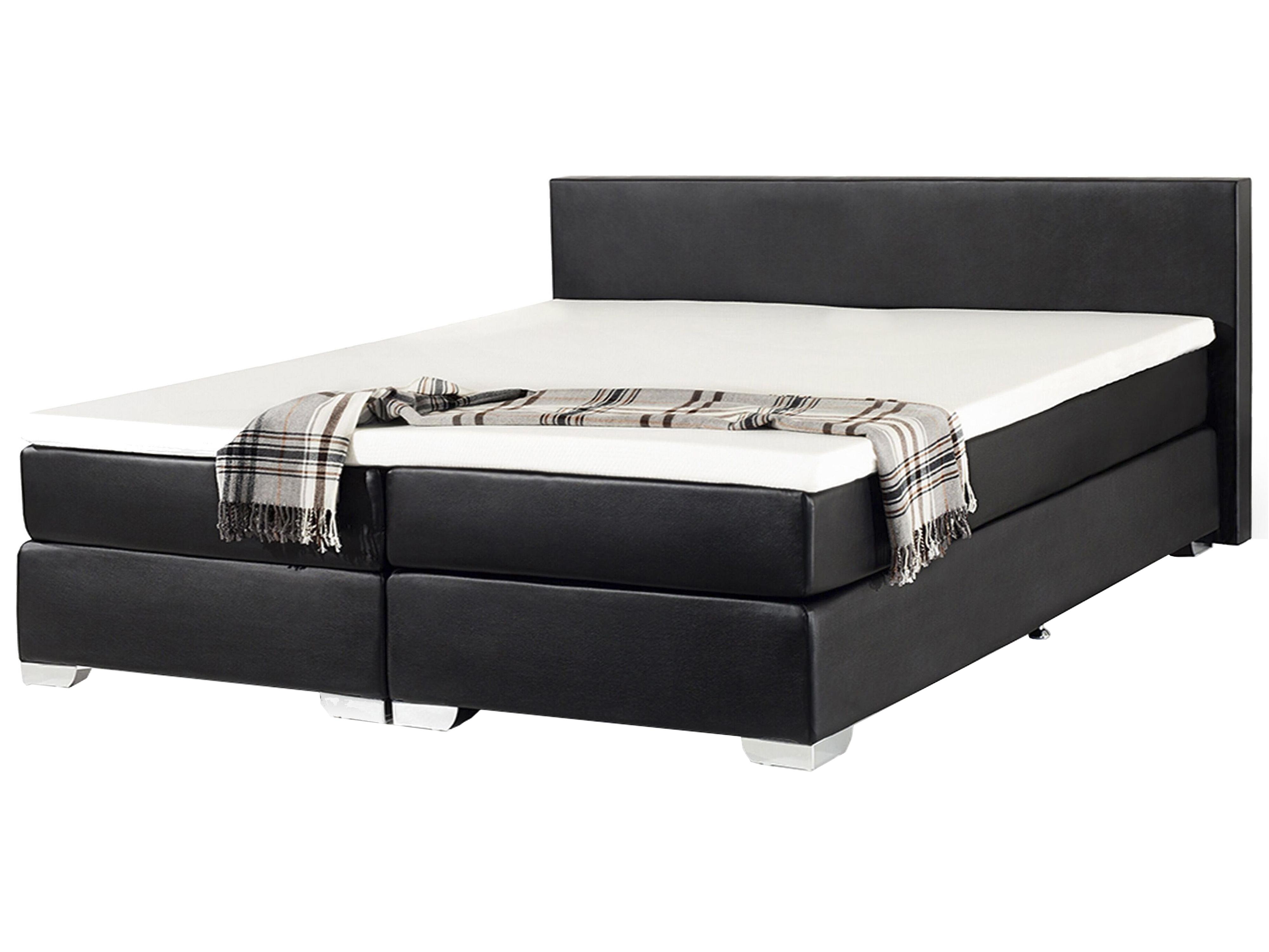 Divan Bed Faux Leather PRESIDENT 160 x 200 cm (EU King Size) Black