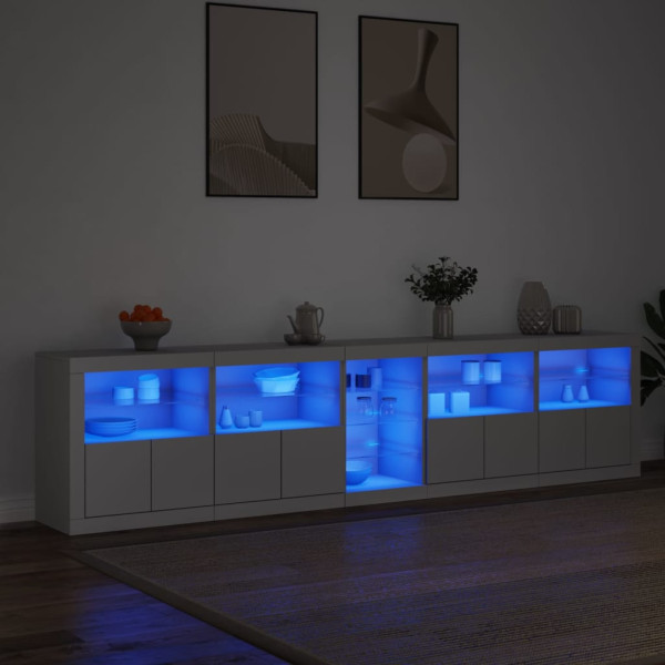 Szafka BiałaLED z Drzwiami Szklanymi 283x37x67 cm do Salonu