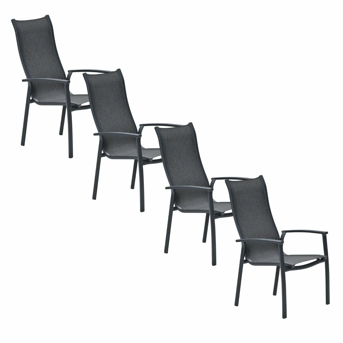 Garden Impressions Tuinstoel Hilly stapelbaar donker grijs - 4 stuks