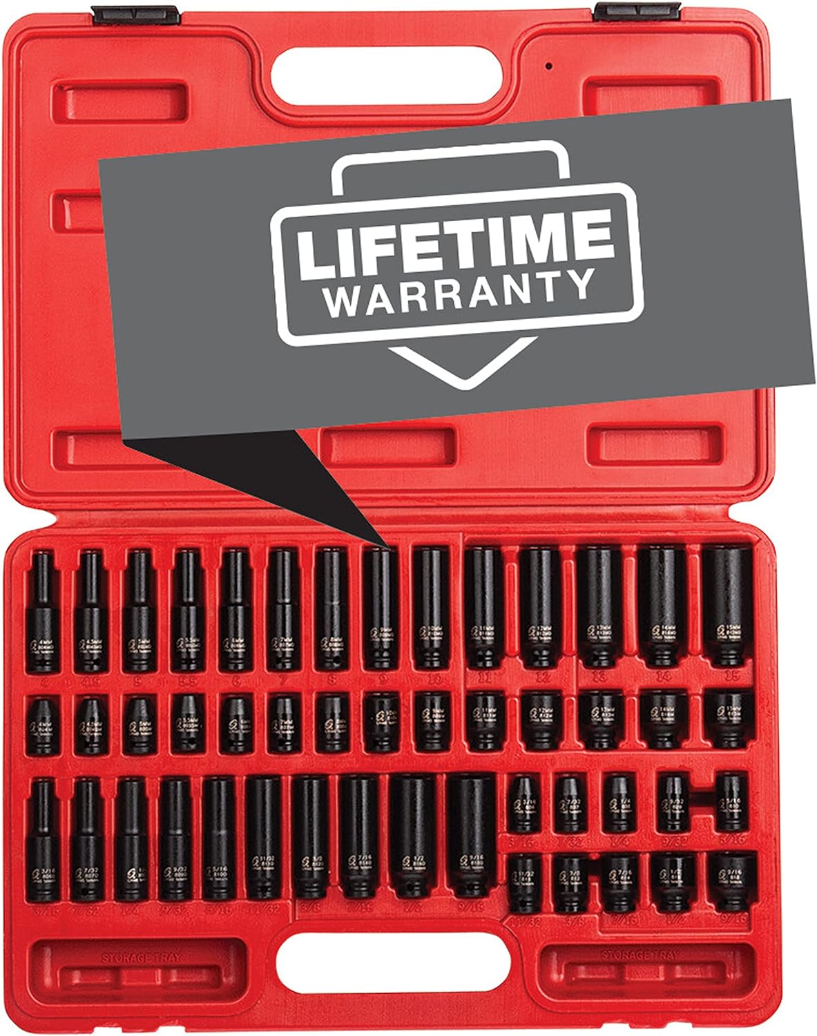 SUNEX TOOLS 1848, 1/4 Inch Drive Master Impact Socket Set, 48-Piece, SAE/Metric, 3/16 Inch - 9/16 Inch, 4mm - 15mm, Standard/Deep, Cr-Mo Alloy Steel, Radius Corner Design, Heavy Duty Storage Case
