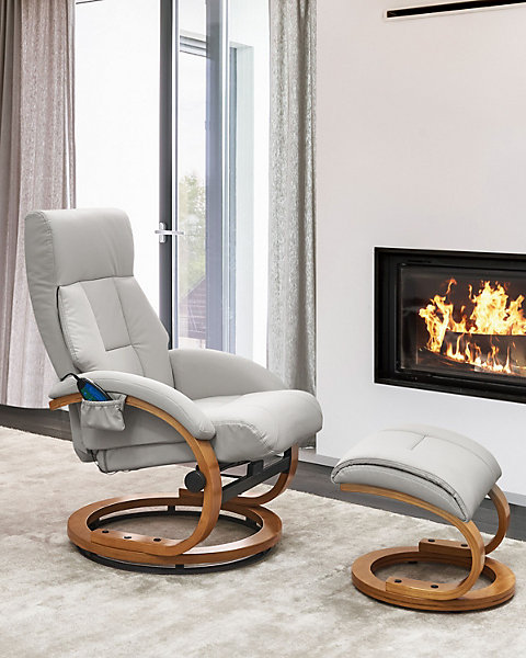 Fauteuil massant FORCE Cuir PU Gris clair