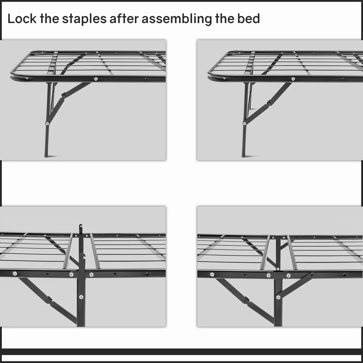 14-Inch Foldable Metal Platform Bed Frame with Tool Free Setup, Sturdy Steel, No Box Spring Needed, 75 X30, Black
