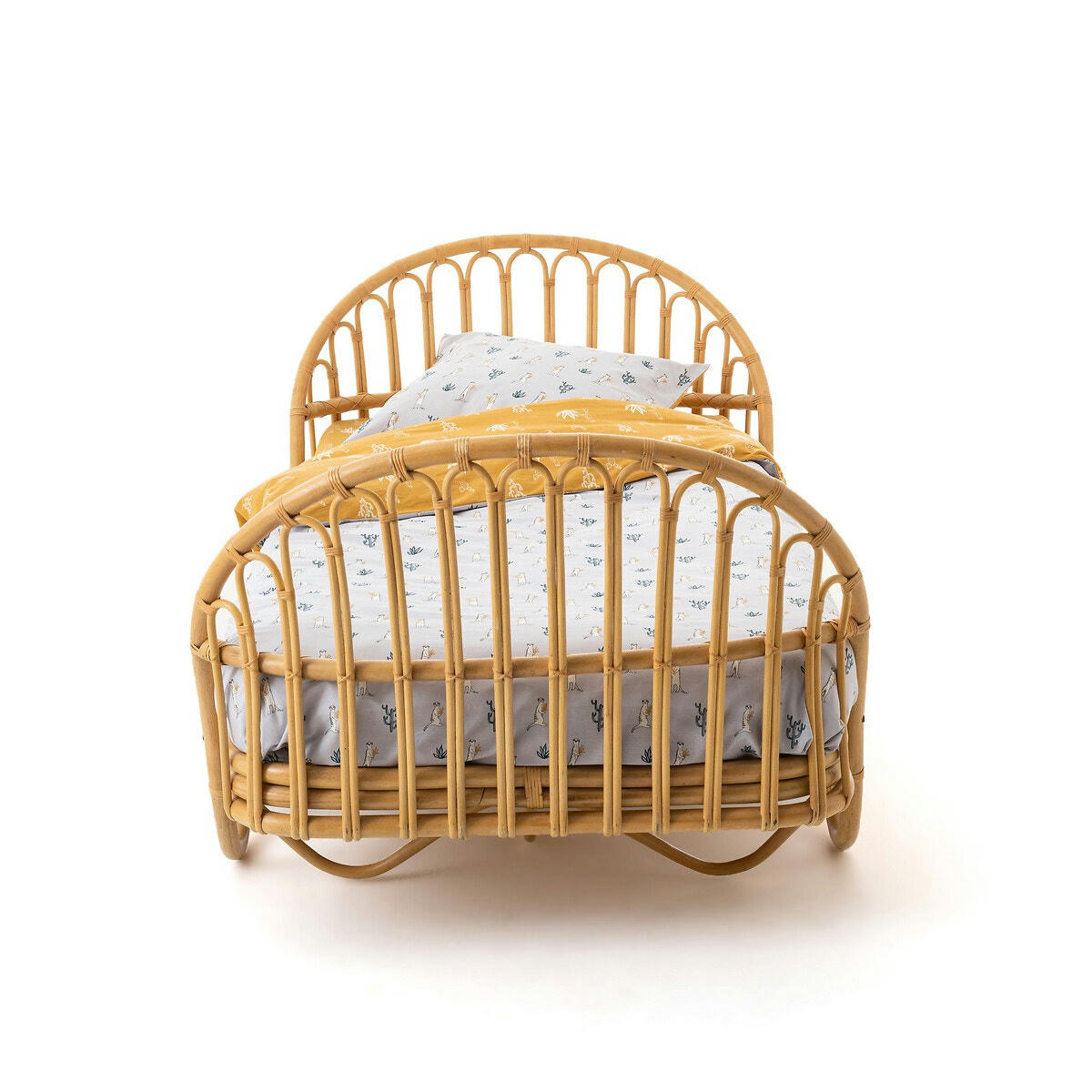 Lit enfant vintage en rotin avec sommier Malu