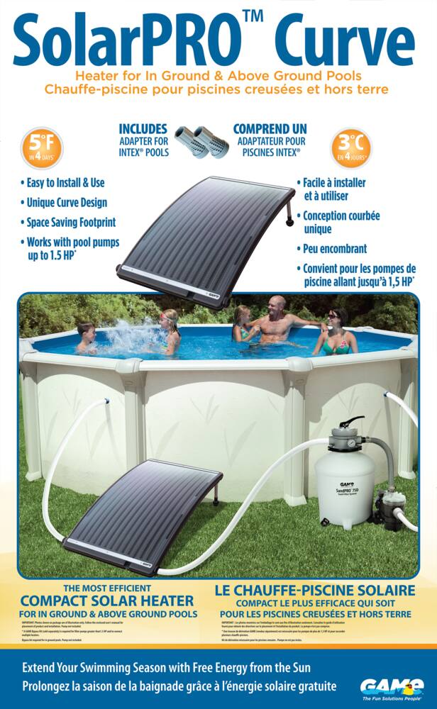 GAME SolarPRO Curve Pool Heater for Above Ground and In-Ground Pools