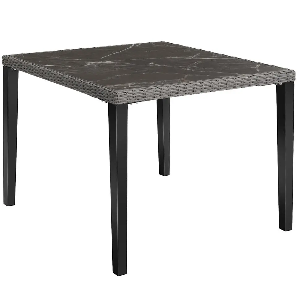 tectake Wicker tafel Tarent 93,5x93,5x75cm, Grijs