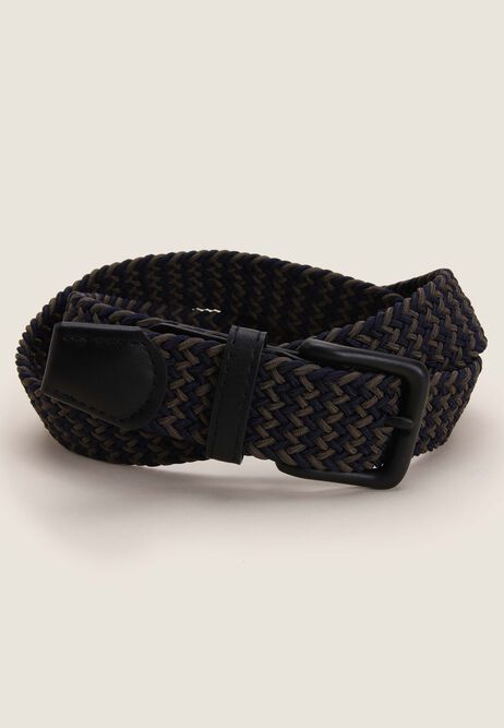 Mens Black Knitted Stretch Belt