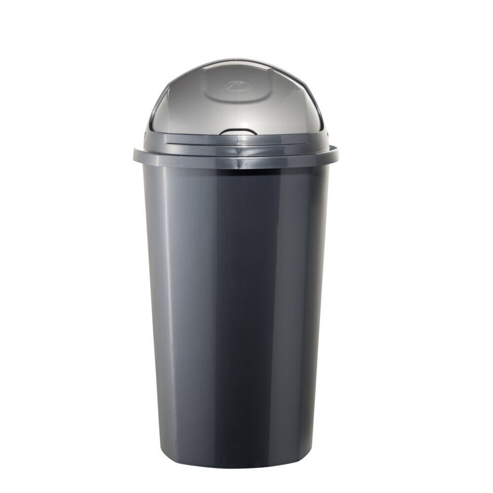 Poubelle à rabat plastique noir gris 25L