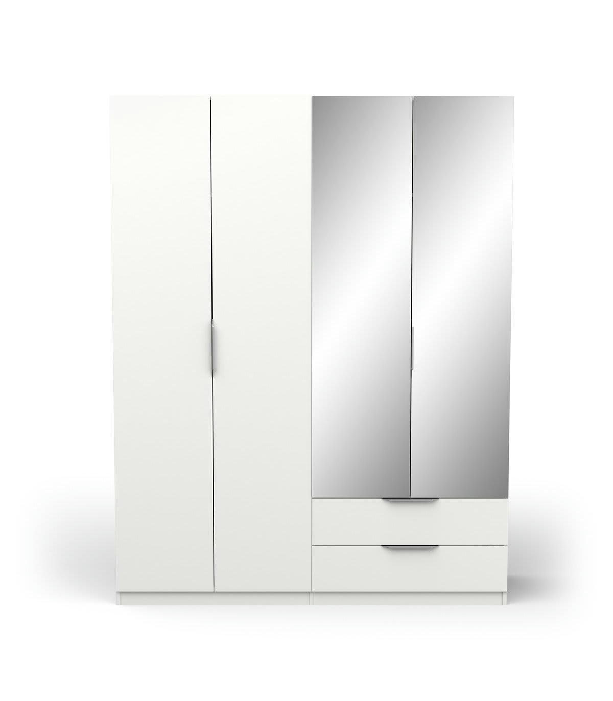 GHOST - Armoire 4 portes, 2 tiroirs et 2 miroirs - L157,3 cm