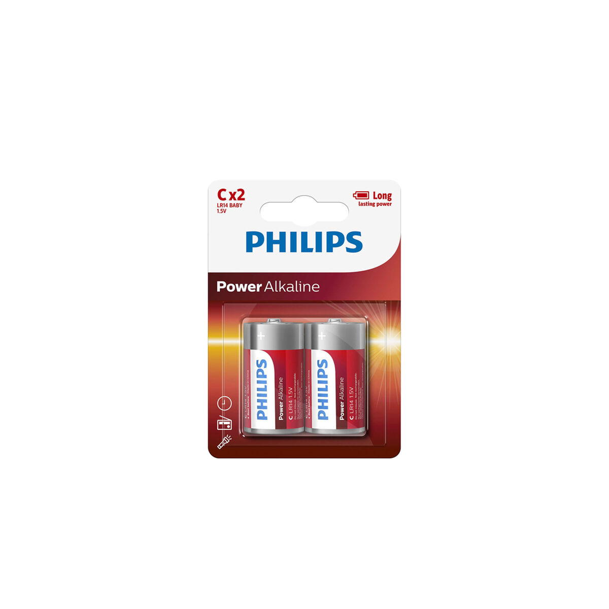 Conjunto de 2 pilhas alcalina Philips power life lr14