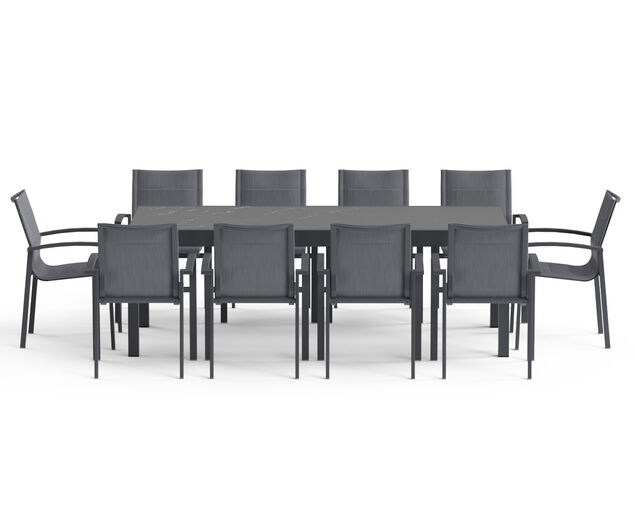 Boston-Sinta 11 Piece Extension Dining Setting - Gunmetal Grey