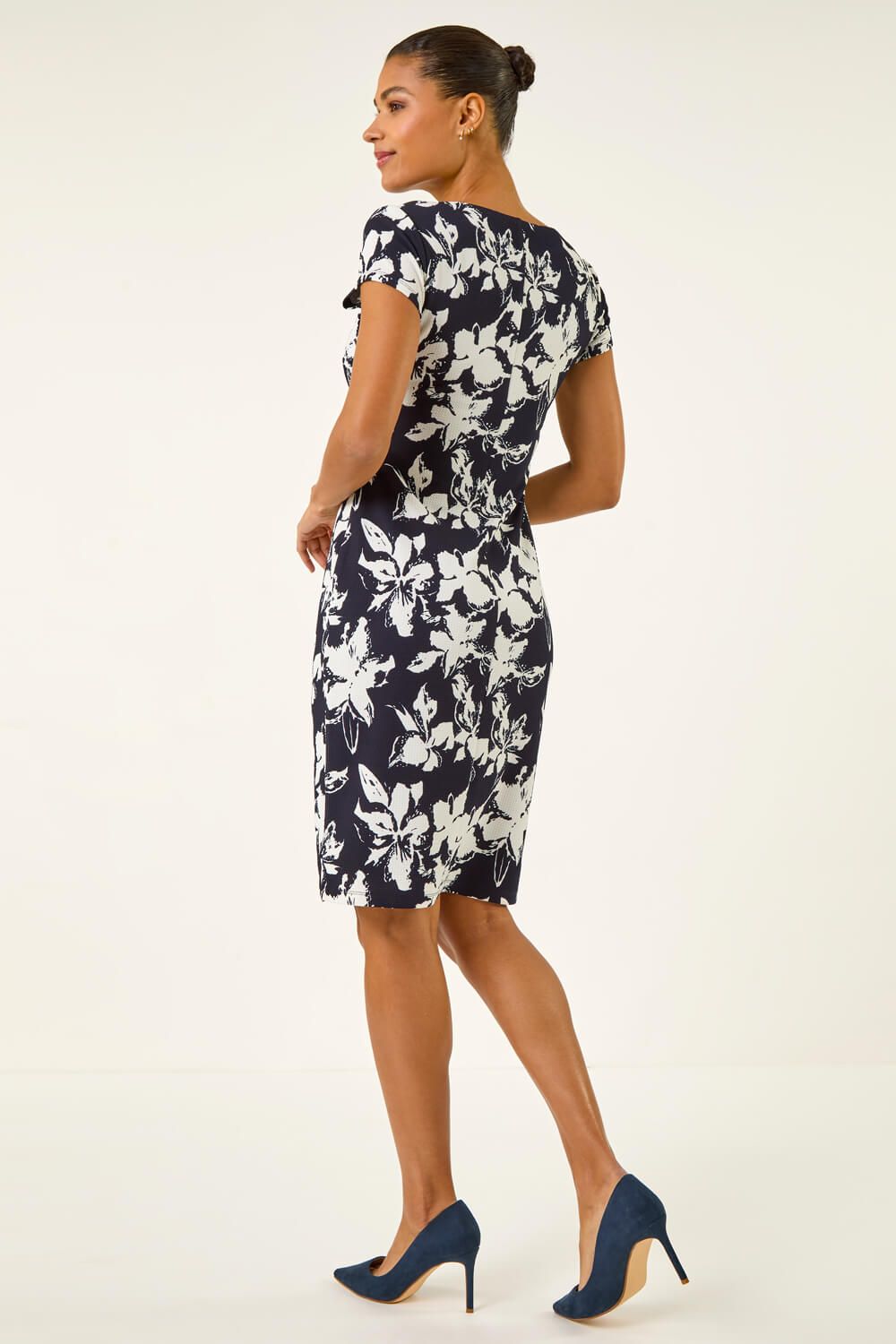 Roman Floral Gathered Shift Dress