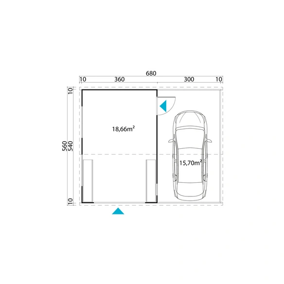 Blockgarage »Bahamas«, BxT: 820 x 560 cm (Außenmaß), Holz