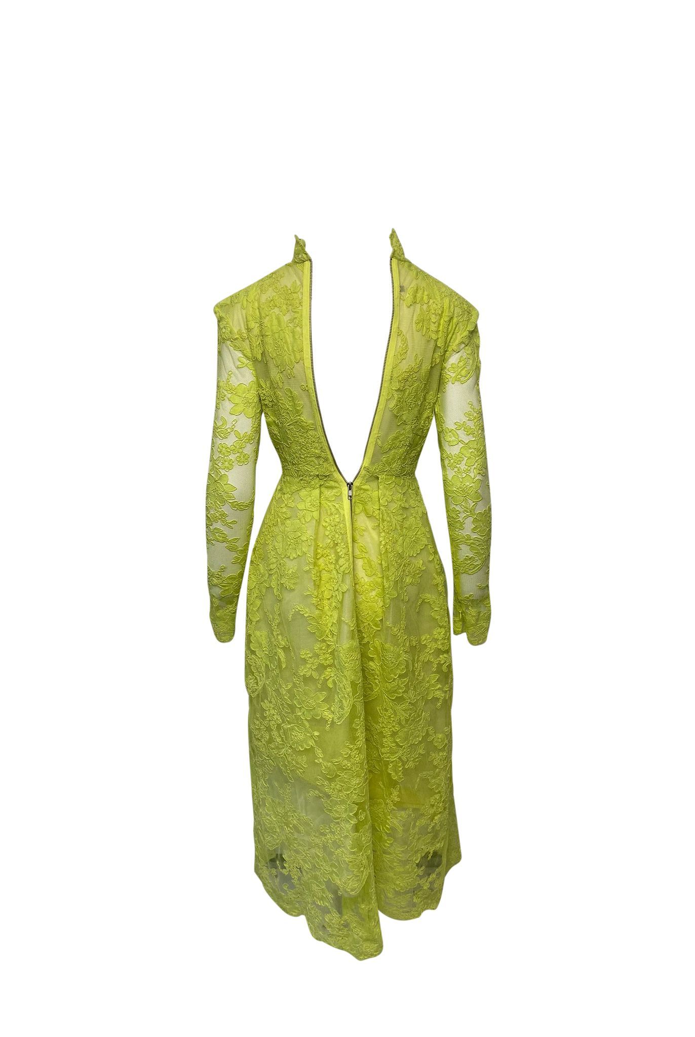 Alex Perry Preloved Lace Dress with Shoulder Pads in Yellow Polyester