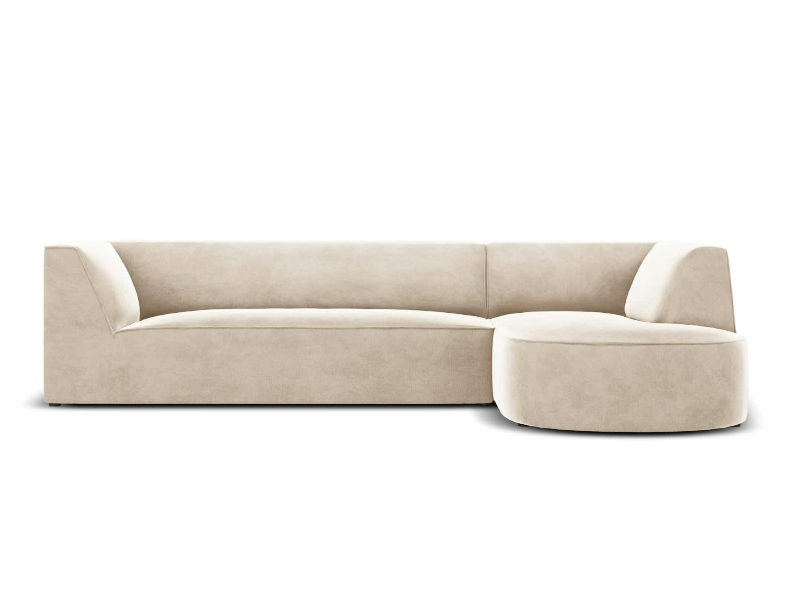 CHARLES - Canapé D'Angle Droit 4 places en Velours Beige Clair